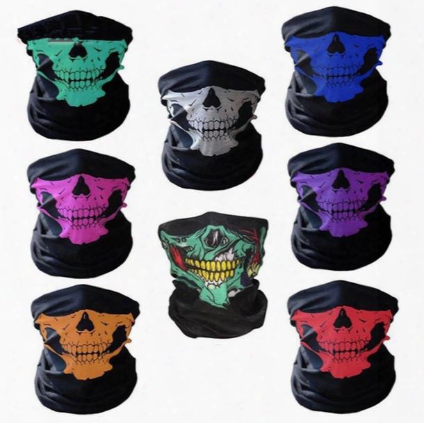 Wholesale -2017 New Motorcycle Bicycle Outdoor Sports Neck Face Mask Skull Mask Full Face Head Hood Protector Bandanas C012