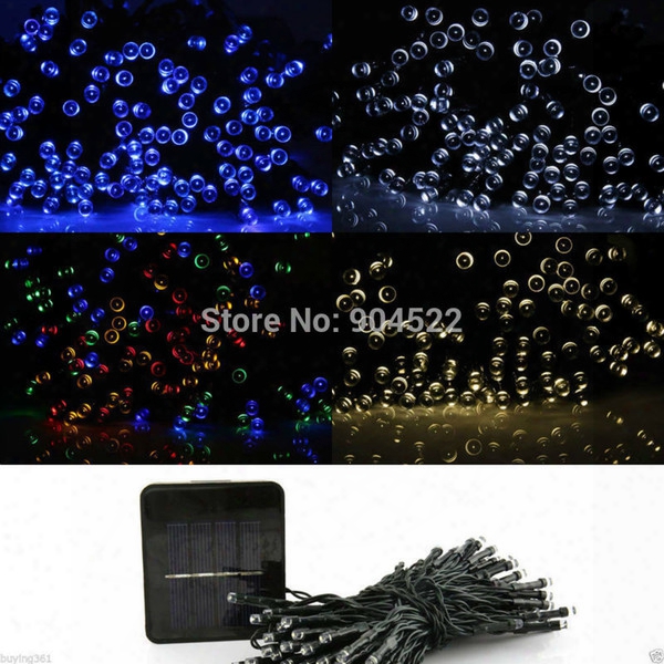 Wholesale-20m 200 Led Strip Solar Powered Fairy String Christmas Tree Decoration Lights Lamp Party Garden Wedding Outdoor