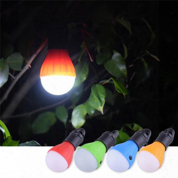 Wholesale- 4 Colors Prtable Outdoor Hanging 3-led Camping Lantern Soft Night Light Led Camp Lights Bulb Lamp For Camping Tent Fishing