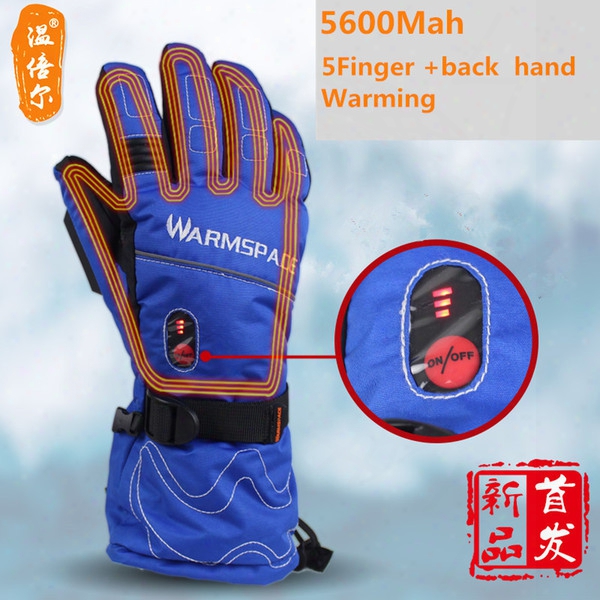 Wholesale- 5600mah Autumn And Winter 5 Fingers And Back Of Hand Heating Gloves Smart Touch Electric Outdoor Lithium-ion Batteries Gloves