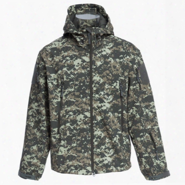 Wholesale-esdy Men Outdoor Hunting Camping Waterproof Coats Soft Shell Hiking Camouflage Jacket With Hood