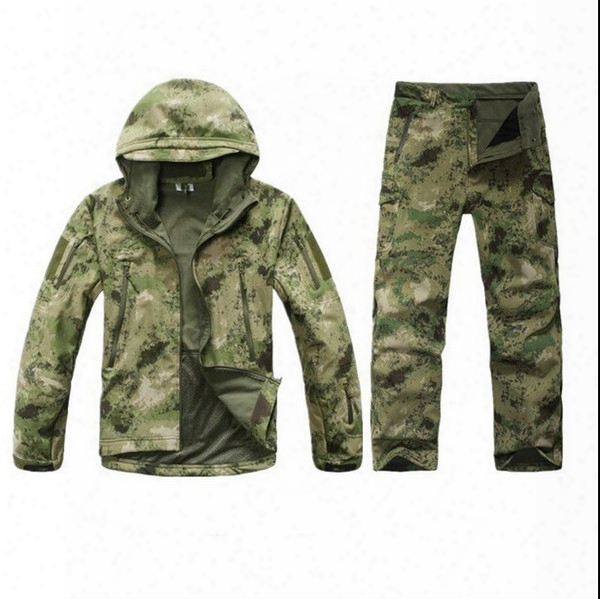 Wholesale-tad Stalker Shar Skin Camouflage Hunting Jackets Fishing Waterproof Softshell Outdoor Jacket Set Sport Army Clothes S6