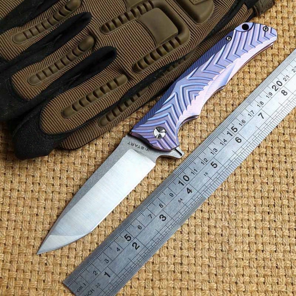 Y-start Vg10 Blade Titanium Handle Ceramic Ball Bearing Tactical Flipper Folding Knife Outdoor Camping Survival Knives Edc Tools