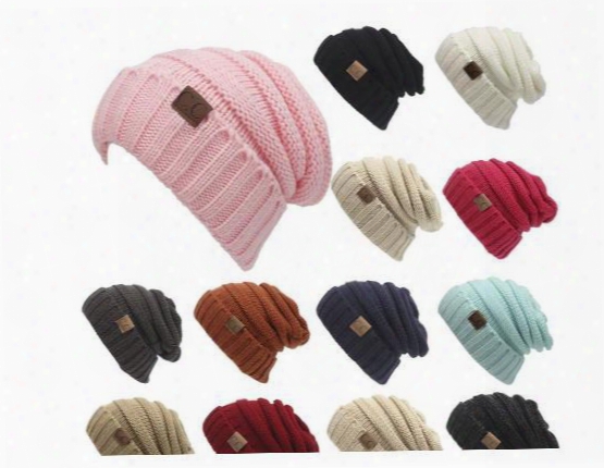 17 Colors Cc Hat Women Men Winter Knitted Cap Children Fold Wool Hat N Isex Casual Beanies Hat Solid Color Hip-hop Skullies Outdoor