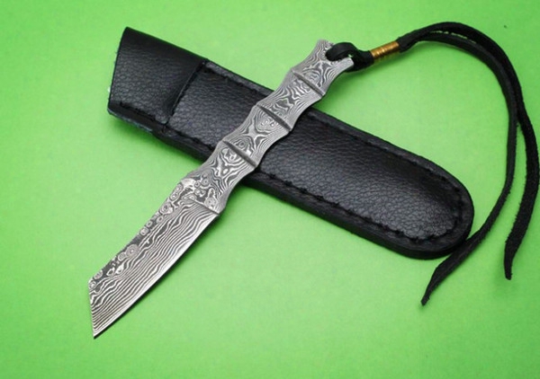 2015 Newest Damascus Steel Tight Knife Outdoor Survival Hunting Knife Damascus Fixed Blade Knife Knives With Leather Sheath