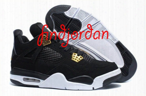 2016 Cheap Mens Air Retro 4 Royalty Black Gold White 4s Men Basketball Shoes Sports Sneakers Free Drop Shipping Discount Price With Box