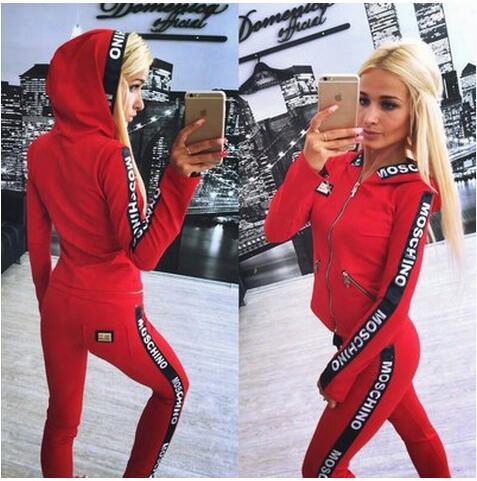 2016 New Fall Women Clothes Sets Tracksuits 2 Piece Set Hooded Casual Sweatshirts Coat + Pants Outdoor Printing Sports Jogging Suits