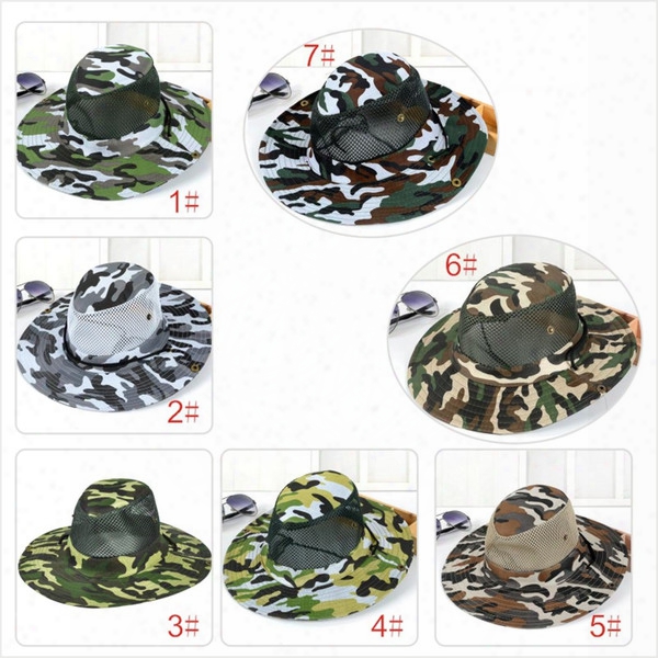 2017 New Camouflage Sun Net Shade Military Hat Breathable Fishing Hat Man Outdoor Wide Edge Fisherman Hat Man Mo12