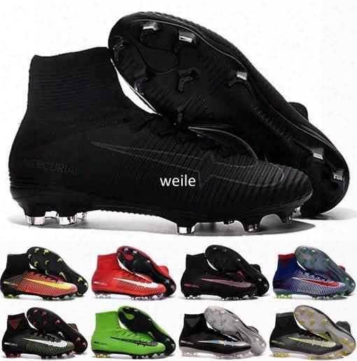 2017 New Mercurial Superfly V Fg Mens Soccer Cleats Shoes,top Quality Soccer Boots L Aser Football Shoes Mercurial X Ea Sports Sneakers 39-45