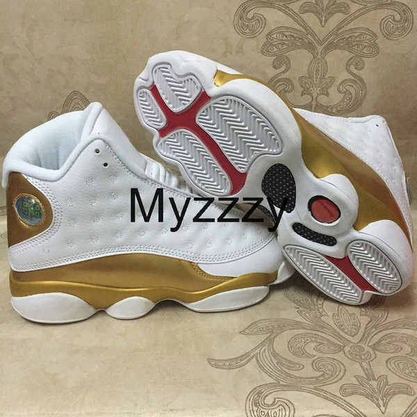 2017 Newest Retro 13 White Gold Basketball Shoes Mens Retro 13s Outdoor Sneakers White Gold Retros 13s Xiii Sports Shoes With Original Box
