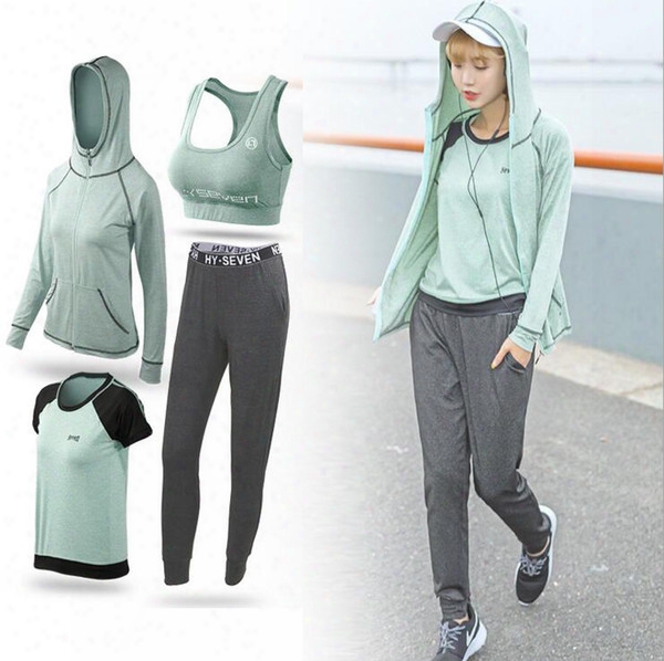 2017 Summer New Casual Sports Set Yoga Fitness Wear Lonely Slim Four-piece Outdoor Training Running Wear Dry