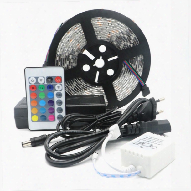 25m 5m/roll Led Strip Light Rgb 5050 Smd Flexible Waterproof + 24key Remote+5a Power Supply Outdoor Strip Can Use Directly