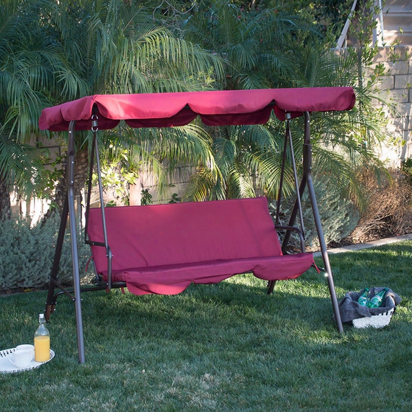 3 Person Patio Swing Outdoor Canopy Awning Yard Furniture Hammock Adjustable