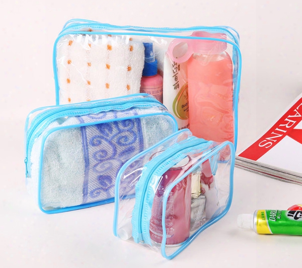 3 Sizes Cheap Price Outdoor Travel Underwear Makeup Cosmetic Pvc Wash Bag 3 Colors Free Shipping Elb036