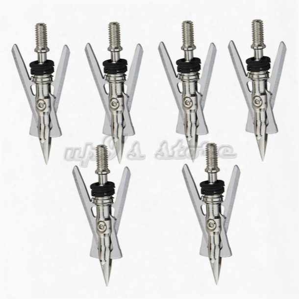 6pcs 2-blade Broadheads Archery 50mm Cutting Diameter 100 Grain Steel Sharp Arrowheads For Outdoor Hunting