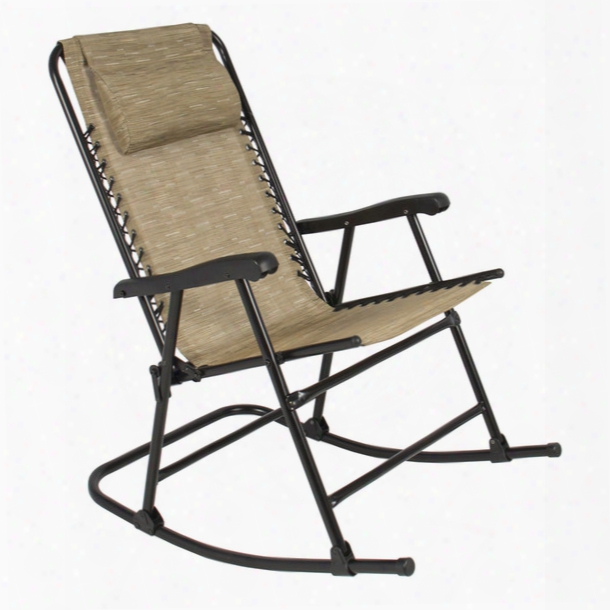Beige Folding Rocking Chair Foldable Rocker Outdoor Patio Furniture