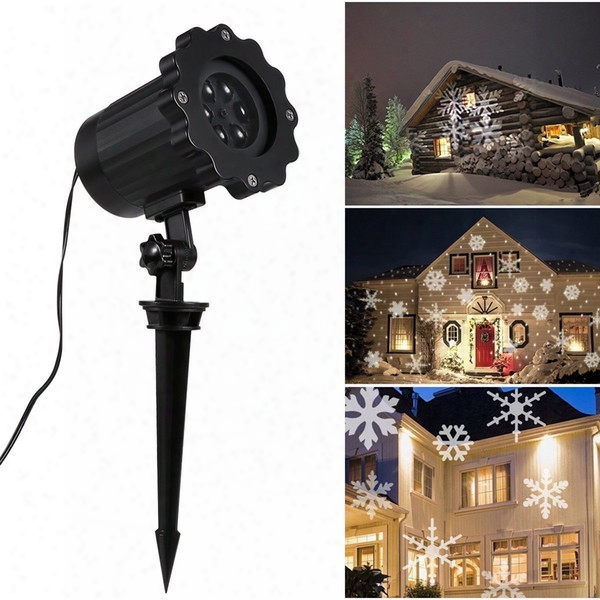 Christmas Snowflakes Projector Light Outdoor/indoor Moving White Snowflake Led Landscape Projection Lamp For Party Holiday Halloween Garden