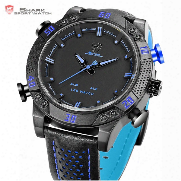 Clock Branc Kitefin Shark Sport Watch Brand Blue Outdoor Hiking Digital Led Electronic Watches Calendar Alarm Leather Band Men Clock /sh265