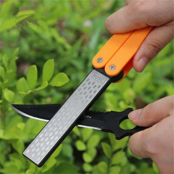 Double Sided Folded Pocket Sharpener Diamond Knife Sharpening Stone Outdoor Sharpeners Travel Tools Color Yellow Lb