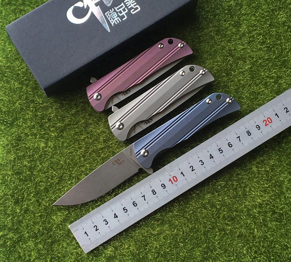 Free Shipping, Ch New Parallel Folding Knife, Blade Material: Aus-8, Handle Material: Tc4 Titanium Alloy, Outdoor Sports Hand Tools, Gift.