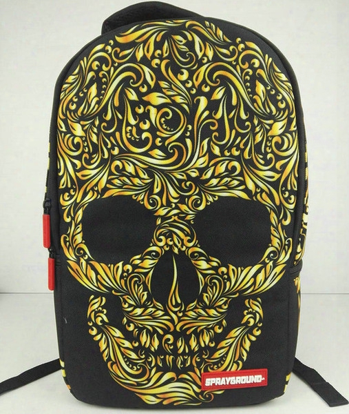 Gold Skull Backpack Sprayground Daypack Cool Schoolbag Casual Spray Ground Rucksack Sport School Bag Outdoor Day Pack