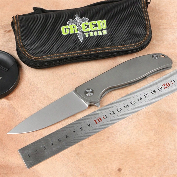 Green Thorn F95 Folding Knife D2 Blade Tc4 Titanium Alloy Outdoor Camping Hunting Knife Fruit Knife Edc Tool