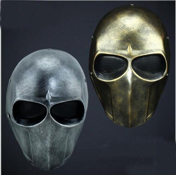 Halloween Horror Cos Fiberglass Resin Outdoor Protective Mask Cs Cos Army Of Two Mask Silver Glld Cosplay