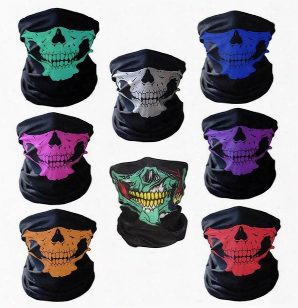 Halloween Scary Mask Festival Skull Masks Skeleton Outdoor Motorcycle Bicycle Multi Masks Scarf Half Facem Ask Cap Neck Ghost A977