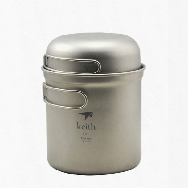 Keith Ti6051 Outdoor Cooking Equipment Lightweight Pot Set Camping Cookware Titanium Pot And Bowl Outdoor Tableware