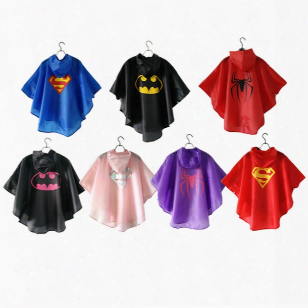 Kids Rain Coat Print Super Hero Spdierman Style Cool Rain Clothes Cosplay Costume Superhero Rain Gear Full Body Outdoor Wear With Button