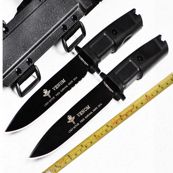 New Arrival Venom Extrema Ratio Flat Blade Knife N690 Blade Thermoplastic Elastomer Rubber Handle Outdoor Camping Survival Knife