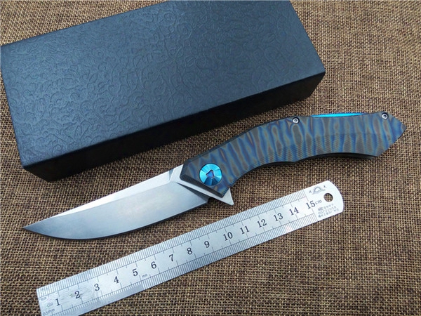 New Kesiwo Blue-moon Titanium Handle Folding Knife Outdoor Camping Hunting Knives D2 Blade Utility Pocket Edc Knife