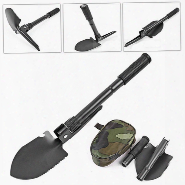 New Multi-function Soldierly Portable Folding Camping Shovel Survival Spade Trowel Dibble Pick Emergency Garden Outdoor Tool