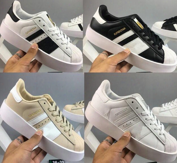 Newest Hot-sell Best Quality Womens Mens Fashion Superstars Bold W Outdoor Shoes Superstar Men Running Shoes Size 36-44 2018 Drop Shipping