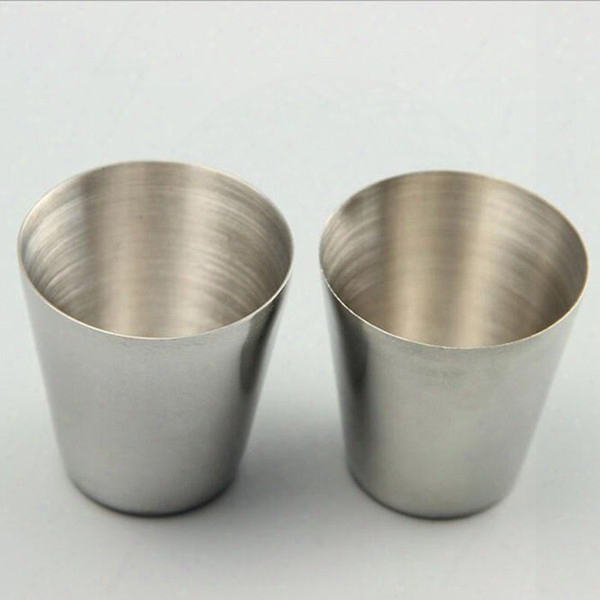 Portable Shot Glass Stainless Steel Wine Glasses Wine Beer Whiskey Tumblers Outdoor Beach Cup 30ml Free Shipping Yw126