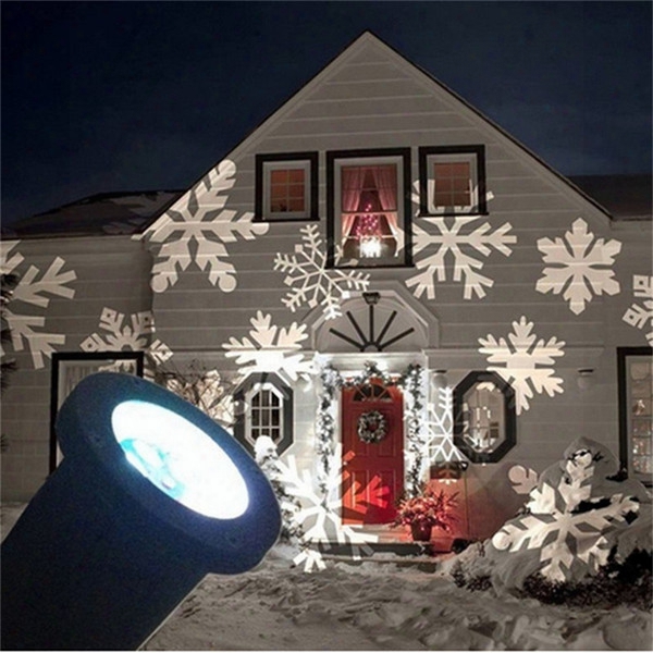 Rgb Led Snowflake Lights Waterproof Outdoor Moving Snowflake Display On House Outside Wall Light Landscape Projector Lighting