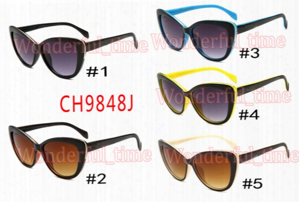 Summer New Men Fashion Beach Sunglasses Driving Glasses Women Cycling Outdoor Sun Glasses Cat Eye Dark Glasses 5 Colors Free Shipping