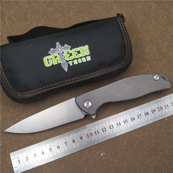 Tactical Flipper Folding Knife Green Thorn F95 D2 Blade Tc4 Titanium Handle Outdoor Survival Knife Hunting Camping Pocket Edc Fishing Knife