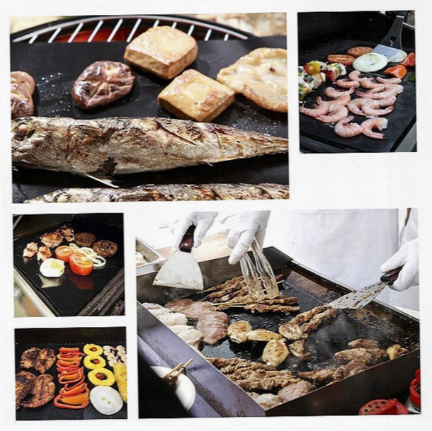 The Explosion, High Temperature Resistant Bbq Grill Mat,outdoor Bbq Accessories 40*33cm ,teflon Grill Pad(reusable)