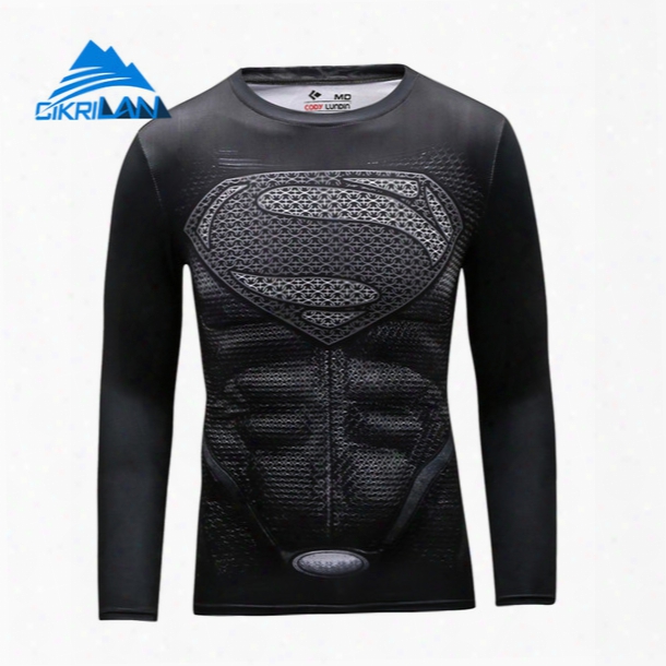 Wholesale-cikrilan New Men Super Hero Outdoor Sport Trekking Hiking Fitness Tshirt Homme Quick Dry Long Sleeve Bicycle Sportswear T-shirt