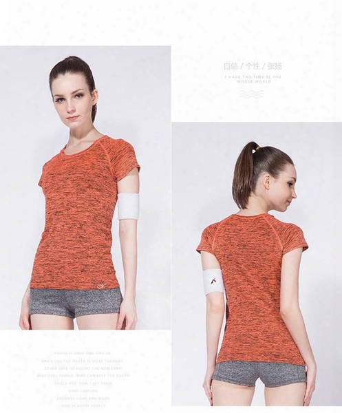 Wholesale-female Dry Quick Round Collar Short Sleeve Shirt Outdoor Casual Elastic Sports T-shirt Womens Sport Yoga T-shirts