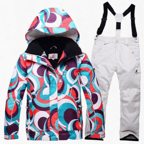 Wholesale- Ew Children Skiing Clothing Girl Or Boy Ski Suit Sets Skiing Snowboard Costume Windproof Therma Ski Outdoor Jacket + Bib Pant