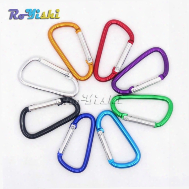 100pcs/lot Aluminum Carabiner Snap Hook Keychain For Paracord Outdoor Activities Hiking Camping 8 Colors