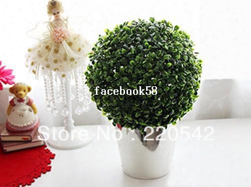 2013 Free Shipping 2pcs/lot Artificial Plant Topiary Ball Tree Plant Home Outdoor Wedding Event Decoration 12cm Shc-01-12