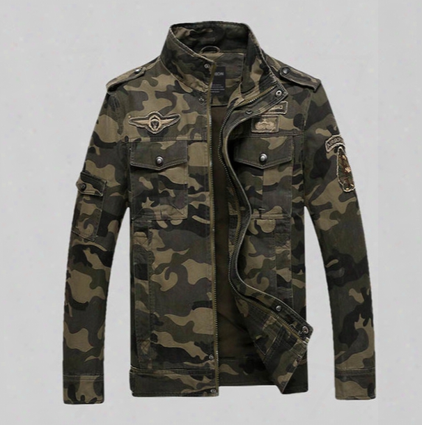 2016 New Arricve Casual Men&#039;s Jacket Cotton Slim Camouflage Jacket Commando Outdoors Jacket Camouflage Tooling Men&#039;s Outwear Army Green