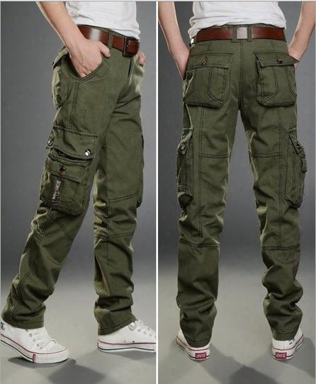 2016 New Fashion Camouflage Overalls Pants Larye Size Men Outdoor Trousers Casual Cotton Long Pants Size 29-38