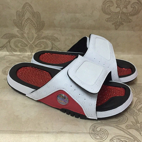 2017 New Men&#039;s Retro 13 Hydro Slippers Fashion Slide Sandals 3 Color Outdoor Beach Slippers With Shoes Box