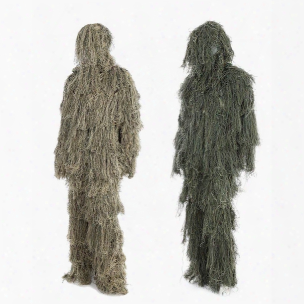 3d Universal Camouflage Suits Woodland Clothes Adjustable Size Ghillie Suit For Hunting Army Outdoor Sniper Set Kits