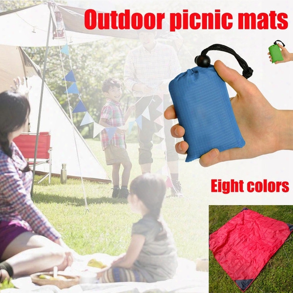 8pcs/lot 210t Nylon New Outdoor Cmaping Nylon Pocket Picnic Mat Waterproof Folding Pendant Beach Mat 140cm * 152cm