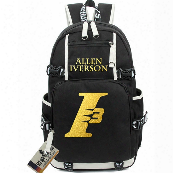Allen Ezail Iverson Backpack Basketball Ai School Bag Rock Daypack Comfortable Schoolbag Outdoor Rucksack Sport Day Pack